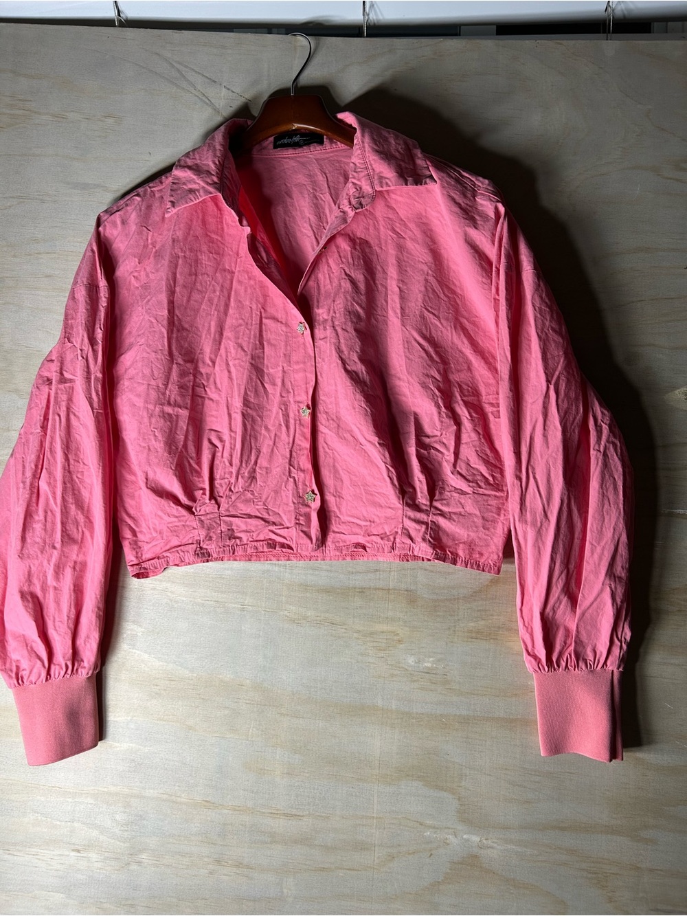 100% Cotton Cropped Pink Bomber Jacket - Unknown Brand